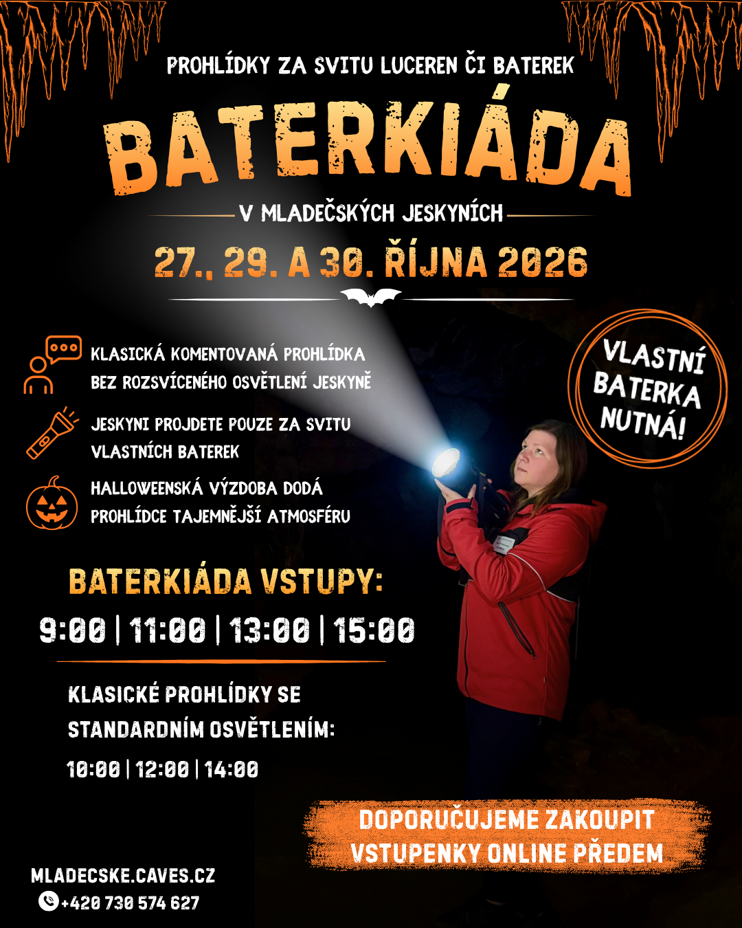 Mladečské jeskyně - baterkové prohlídky 2026